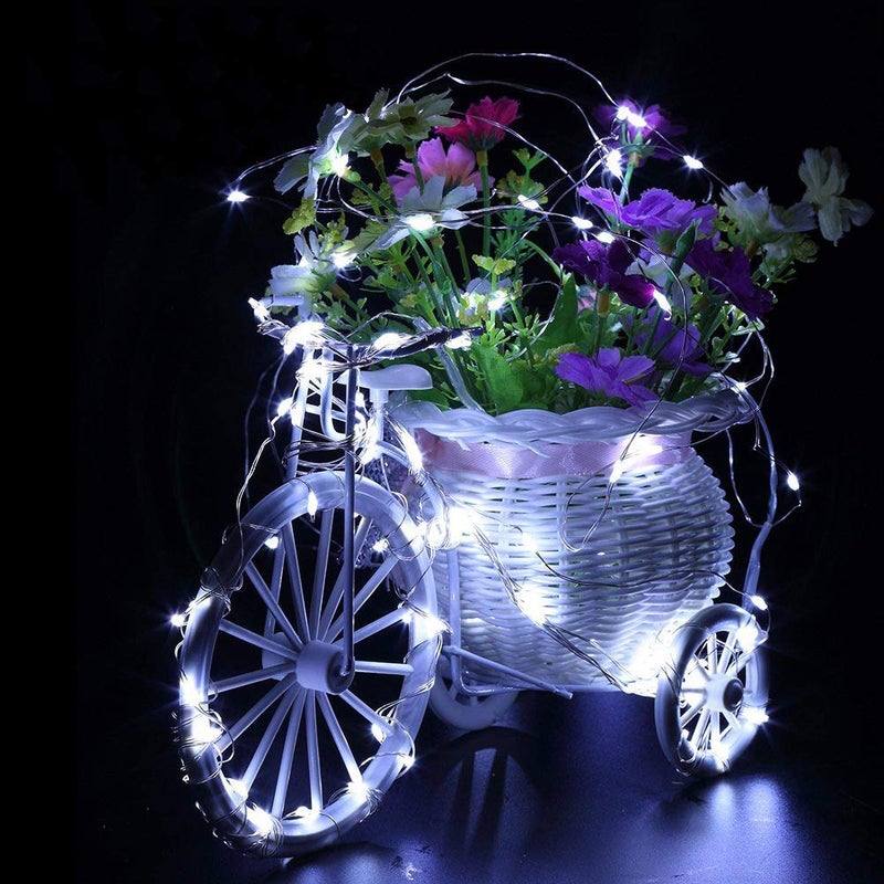 NiniTe LIGHTS أضواء نينيتي 24 عبوة 6.6 قدم 20 مصباح LED خيوط صغيرة فضية للأعراس والحفلات والمهرجانات والهالوين وعيد الميلاد (أبيض بارد) - Image 2